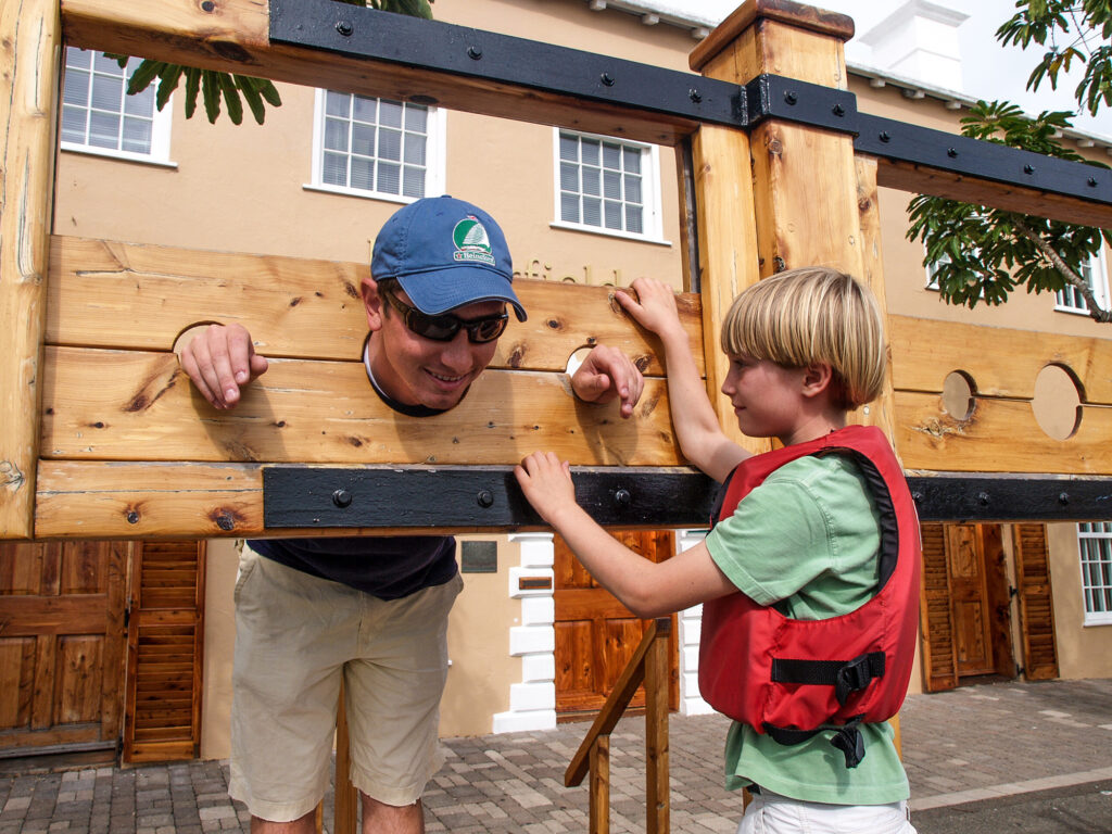 Man in stocks in Bermuda