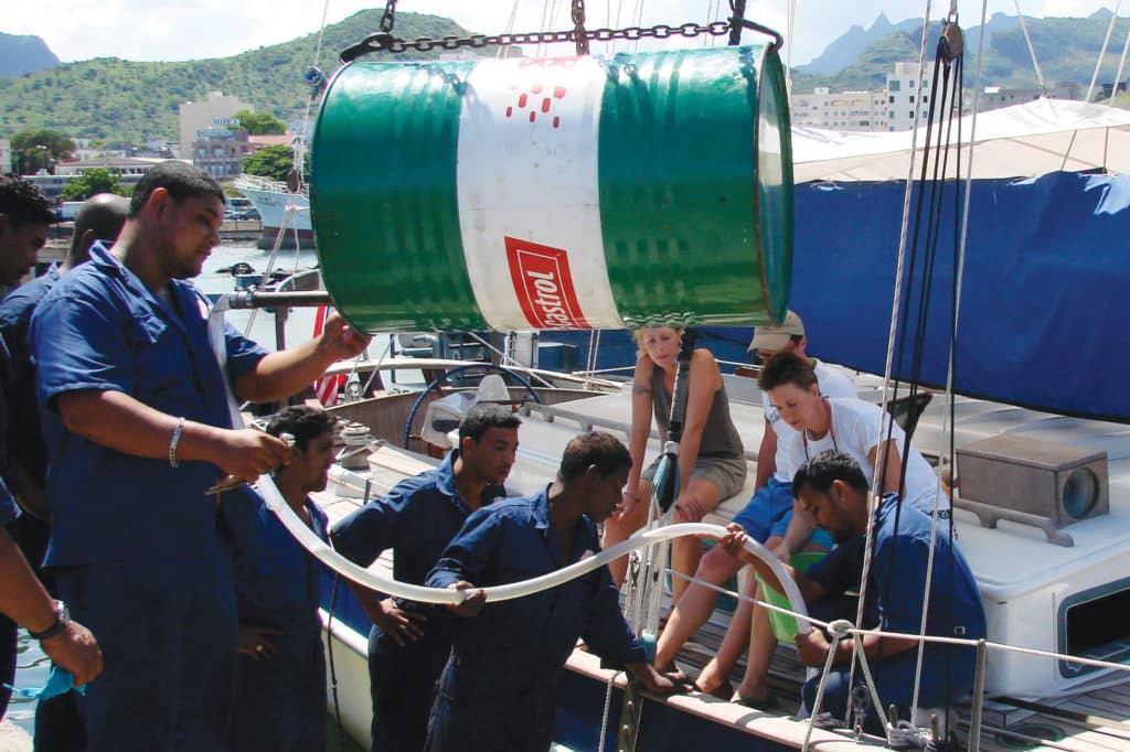 Refueling a sailboat