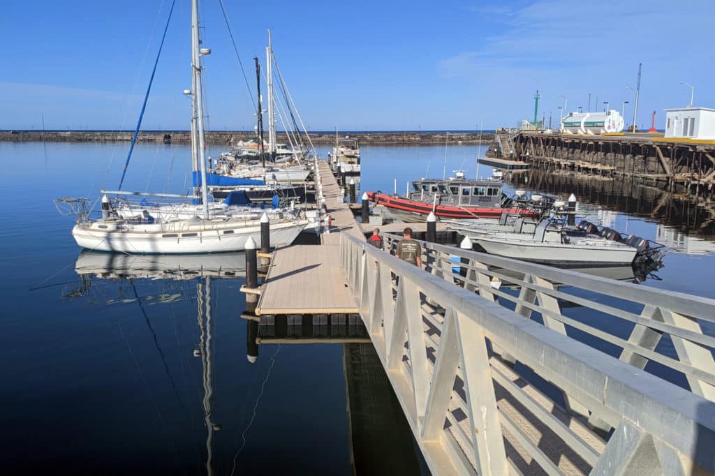 Sailboats docked in Santa Rosalia